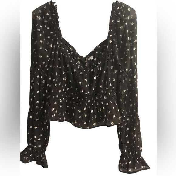 007. H&M divided peplum Black Floral Women's Top size medium NWT - Picture 1 of 1